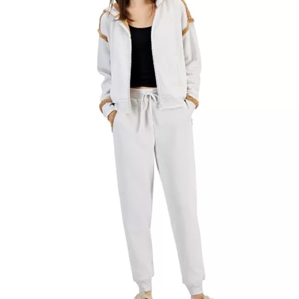 Crave Fame. Juniors' Sherpa-Trim Long-Sleeve Fleece Hoodie & Joggers Set.